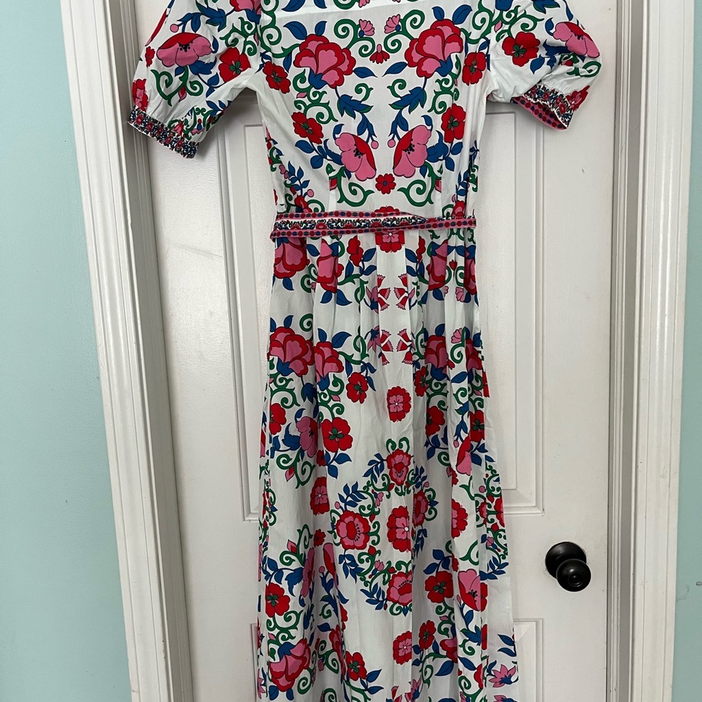 New Boden Alexa Floral Maxi Shirt Dress Ornamental Lattice - Picture 8 of 11